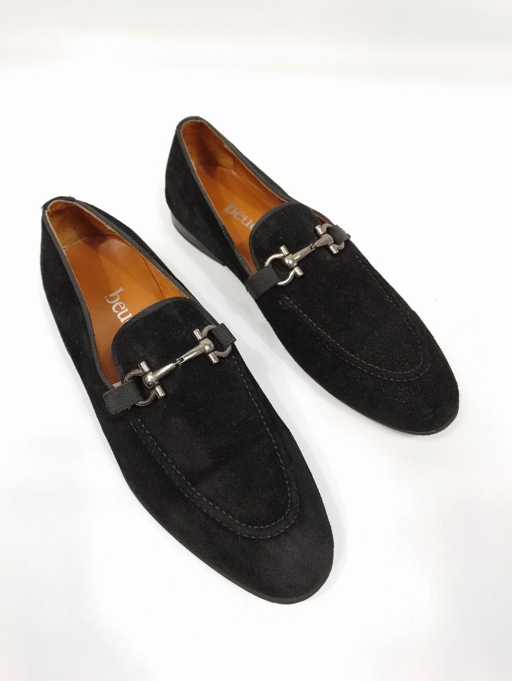 Beue Black Suede Horsebit Loafers Genuine Leather Men’s EU 45
